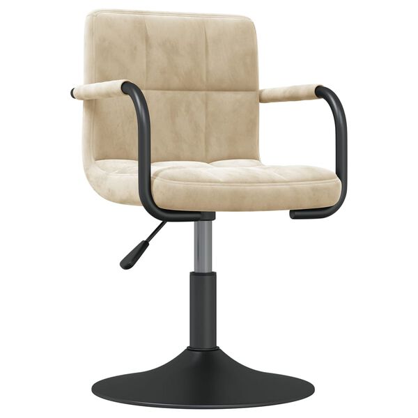 vidaXL كراسي سفرة دوارة 2 ق مخمل كريمي