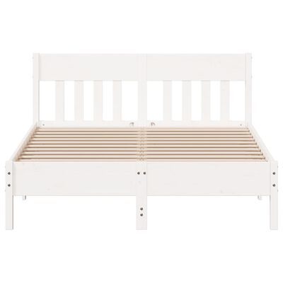 vidaXL إطار سرير مع ظهر سرير لون أبيض 200x120 سم خشب صلب صنوبر