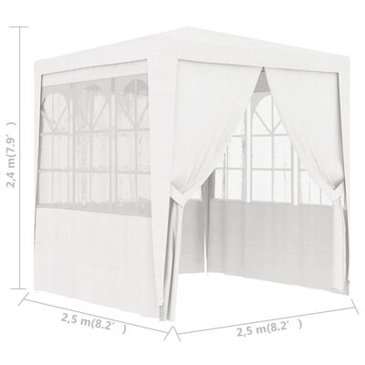 vidaXL خيمة حفلات احترافية بجدران جانبية 2.5×2.5 م أبيض 90 جم/م²