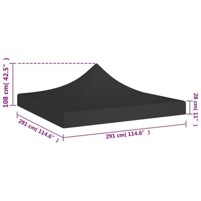 vidaXL سقف خيمة حفلات 3×3 م أسود 270 جم/م²