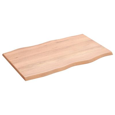 vidaXL سطح طاولة لون بني فاتح 2x50x80 سم خشب بلوط صلب معالج وحواف خام
