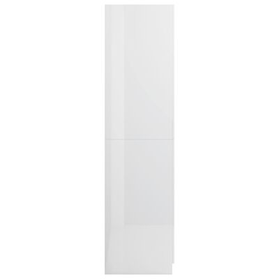 vidaXL خزانة ملابس أبيض شديد اللمعان 90×52×200 سم خشب مضغوط