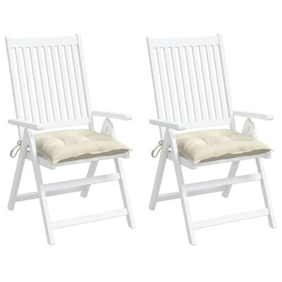 vidaXL وسائد كرسي 2 ق أبيض كريمي 40×40×7 سم قماش