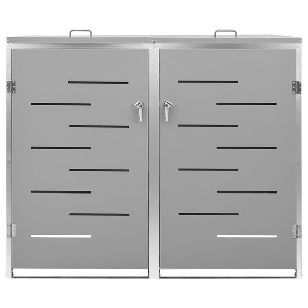 VidaXL سقيفة صندوق قمامة مزدوجة 112,5x77.5x138 سم فولاذ مقاوم للصدأ