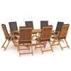 3059568 vidaXL 9 Piece Garden Dining Set with Cushions Solid Teak Wood Grey (43034+4x48982) - Untranslated