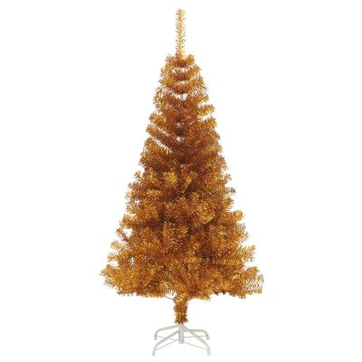vidaXL شجرة كريسماس صناعية مع حامل ذهبي 150 سم PET