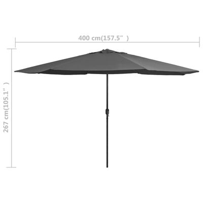 vidaXL مظلة خارجية مع عمود فولاذ 390 سم أنثراسيت