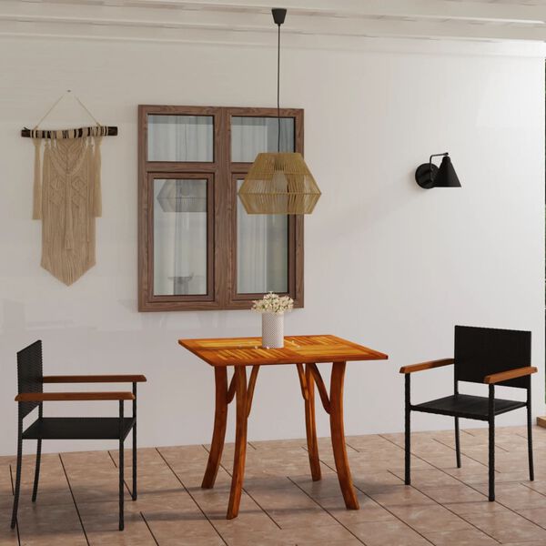 VidaXL طقم سفرة للحديقة 3 قطع لون أسود