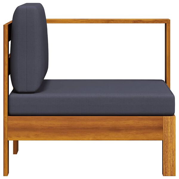 vidaXL أريكة وسطى مع مسند ذراع واحد رمادي داكن خشب أكاسيا صلب