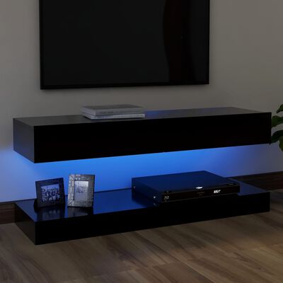 vidaXL خزانة تلفزيون مع أضواء ليد أسود 120×35 سم