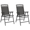 vidaXL Folding Garden Chairs 2 pcs Melange Grey Steel and Textilene - Untranslated