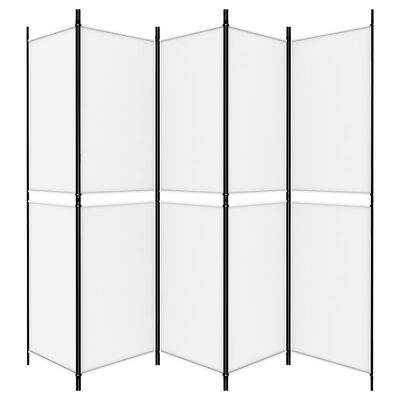vidaXL مقسم غرفة 5-ألواح أبيض 250×200 سم قماش