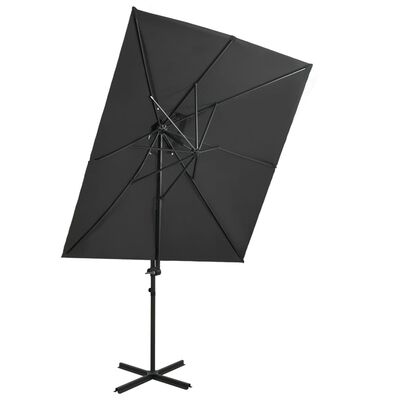 vidaXL مظلة كابولي بسطح مزدوج أنثراسيت 250×250 سم