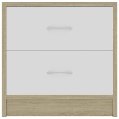 vidaXL خزانات سرير جانبية 2 ق أبيض وسونوما اوك 40×30×40 سم خشب مضغوط