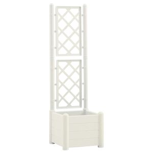 vidaXL حوض حديقة مع تعريشة 43&times;43&times;142 سم PP أبيض