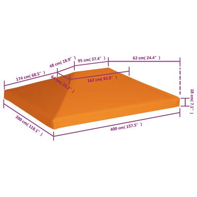 vidaXL سقف مظلة علوي 310 جم/ م² 4×3 م برتقالي