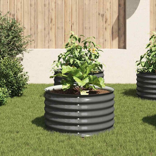 vidaXL حوض حديقة مرتفع 80×80×44 سم فولاذ مجلفن رمادي