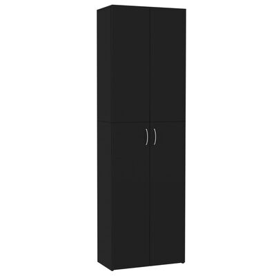 vidaXL خزانة مكتب أسود 60×32×190 سم خشب مضغوط