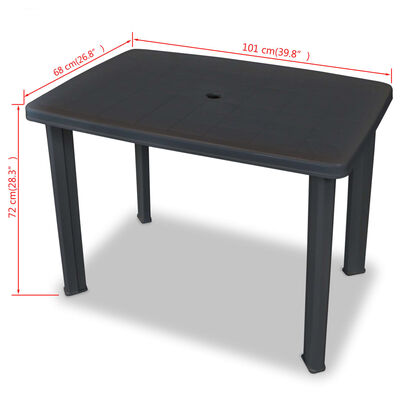 vidaXL طاولة حديقة أنثراسيت 101×68×72 سم بلاستيك