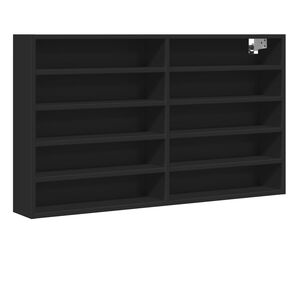 vidaXL Vitrine Cabinet Black 100x15x58 cm Engineered Wood - Untranslated