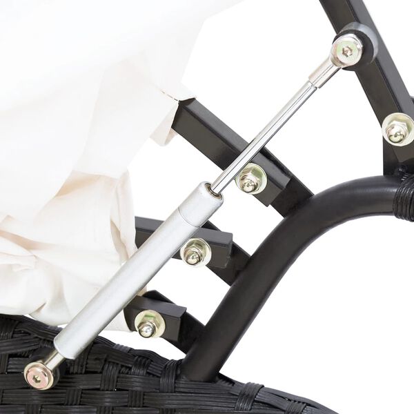 vidXL سرير استرخاء خارجي مع مظلة بولي روطان أسود