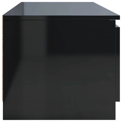 vidaXL خزانة تلفزيون أسود شديد اللمعان 140×40×35.5 سم خشب حبيبي