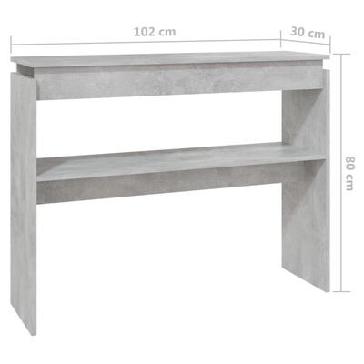 vidaXL طاولة كونسول رمادي أسمنتي 102×30×80 سم خشب صناعي