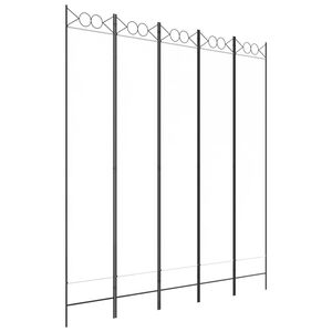 vidaXL مقسم غرفة 5-ألواح أبيض 200&times;220 سم قماش