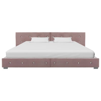 vidaXL إطار سرير وردي مخمل 160×200 سم