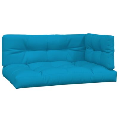 vidaXL وسائد أريكة طبلية 3 قطع أزرق