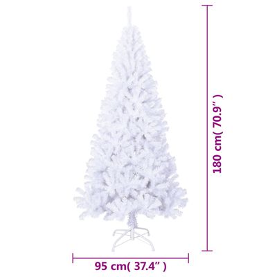 vidaXL شجرة كريسماس صناعية ذات أغصان كثيفة أبيض 180 سم PVC