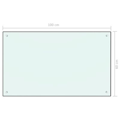 vidaXL لوح باكسبلاش للمطبخ أبيض 100×60 سم زجاج مقسى