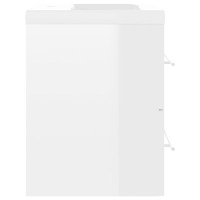 vidaXL VidaXL خزانة مغسلة وحوض خشب صناعي أبيض عالي اللمعان (804689+145060)