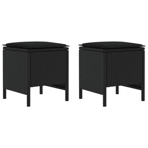 vidaXL مسند قدم للحديقة 2 قطعة أسود 38 x 38 x 45 cm خيزران صناعي