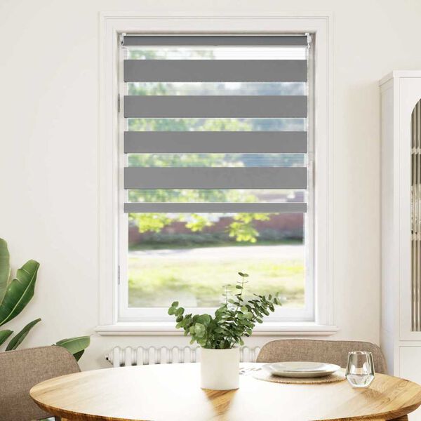 vidaXL ستارة زيبرا 50.9 &times; 100 سم، عرض القماش 46.7 سم، لون رمادي