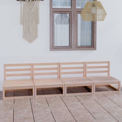 vidaXL أريكة حديقة 4-مقاعد خشب صنوبر صلب