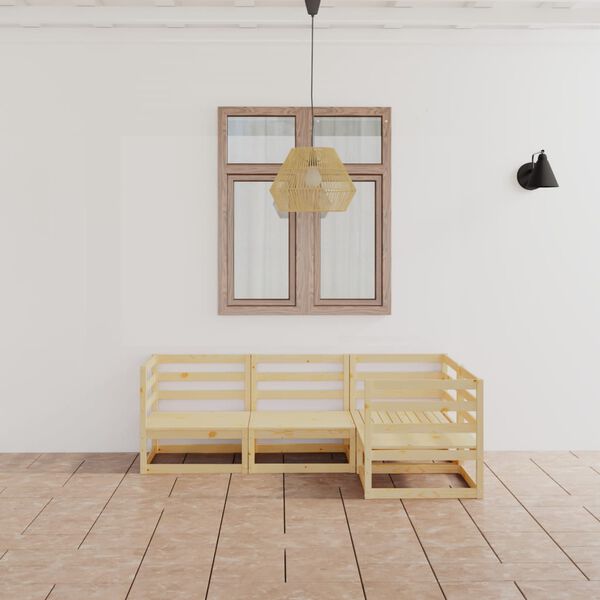 vidaXL طقم جلسة حديقة 4 قطع خشب صنوبر صلب