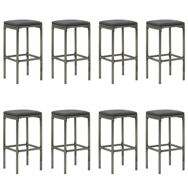 vidaXL طقم بار حديقة 9 قطع مع وسائد بولي روطان لون رمادي