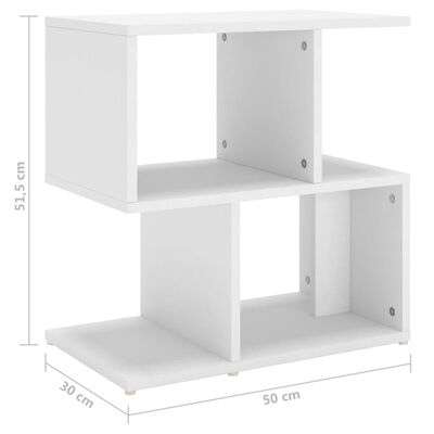 vidaXL خزانة جانب السرير أبيض 50×30×51.5 سم خشب صناعي