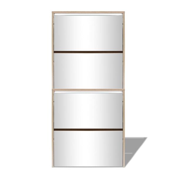 vidaXL خزانة أحذية 4-طبقات مرآة أوك 63&times;17&times;134 سم