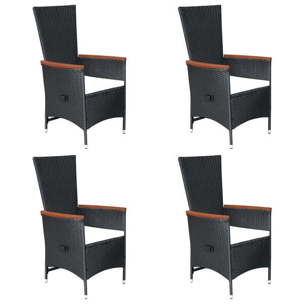 vidaXL عدد 7 قطع طقم سفرة حديقة بولي روطان أسود