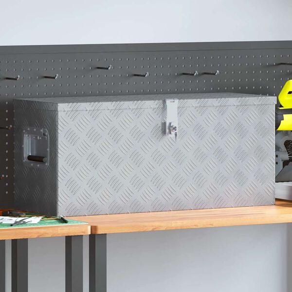 vidaXL صندوق ألومنيوم 80×30×35 سم فضي