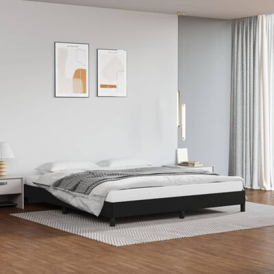 vidaXL إطار سرير أسود 180×200 سم جلد صناعي