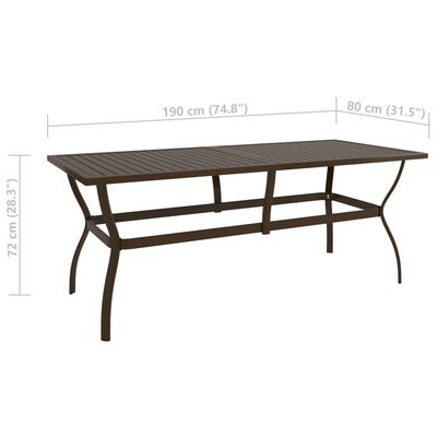 vidaXL طاولة حديقة بني 190×80×72 سم فولاذ