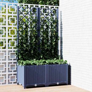 vidaXL حوض حديقة مع تعريشة أزرق رمادي 80&times;40&times;136 سم PP