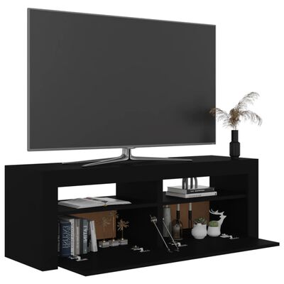 vidaXL خزانة تلفزيون مع أضواء ليد أسود 120×35×40 سم
