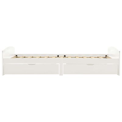 vidaXL إطار سرير مع درجين خشب صنوبر صلب أبيض 90×200 سم من vidaXL