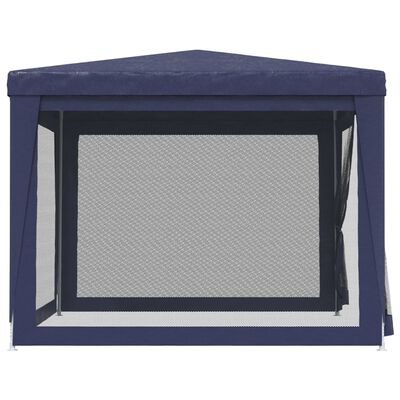 vidaXL خيمة حفلات مع 4 جدران جانبية شبكية أزرق 3×3 م HDPE