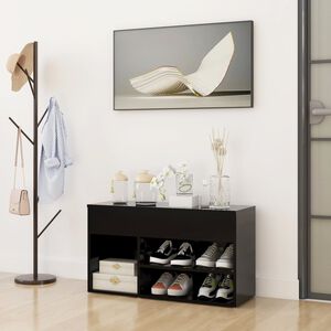vidaXL بنش أحذية أسود 80&times;30&times;45 سم خشب صناعي