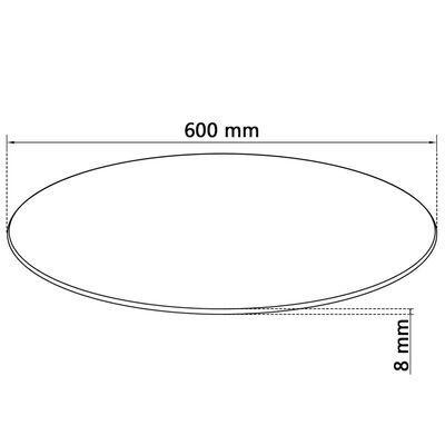 vidaXL سطح طاولة زجاج مقوى دائري 600 ملم